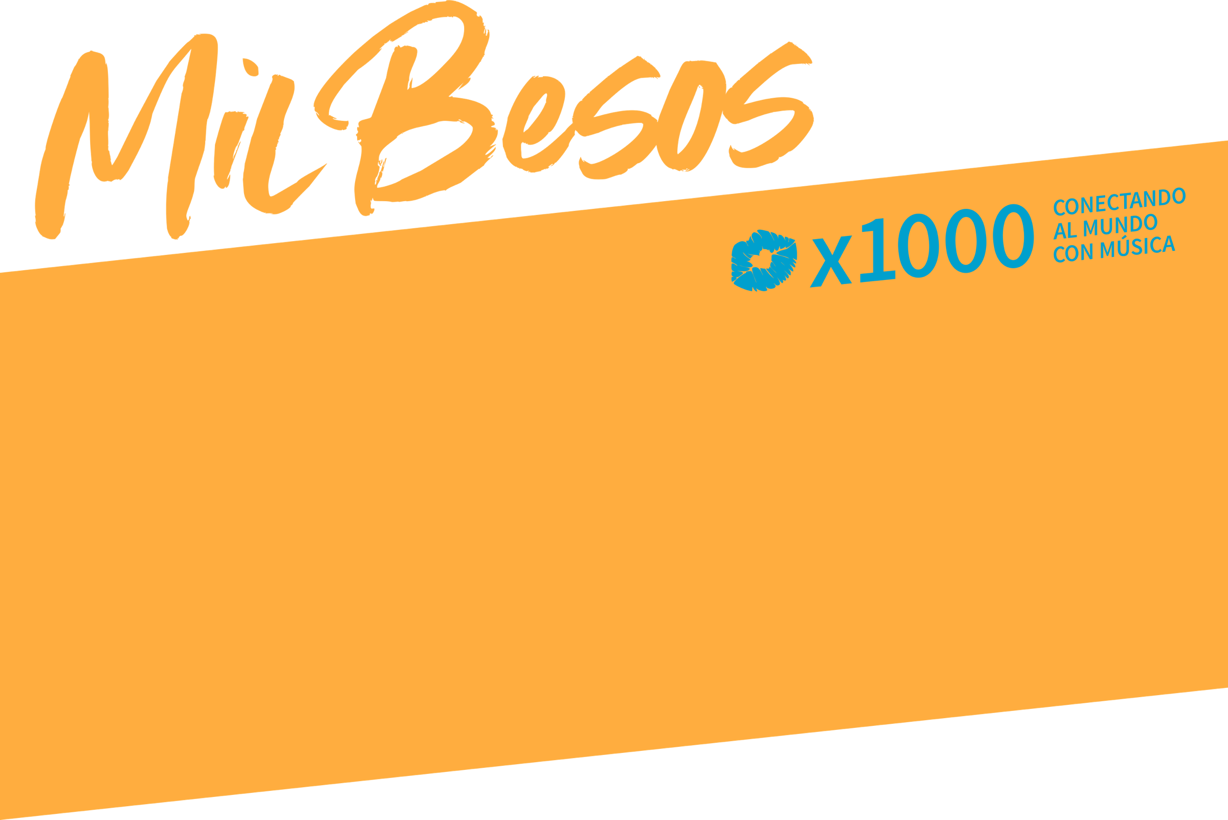 Mil Besos Bandlogo und Claim "💋x1000" / "Conectando al mundo con música"